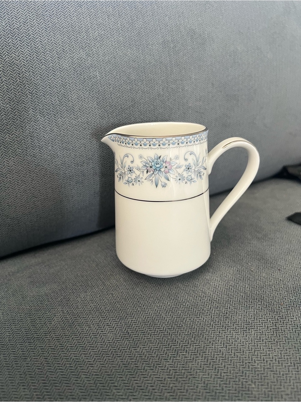 Noritake Cream Pitcher with Blue Floral Band